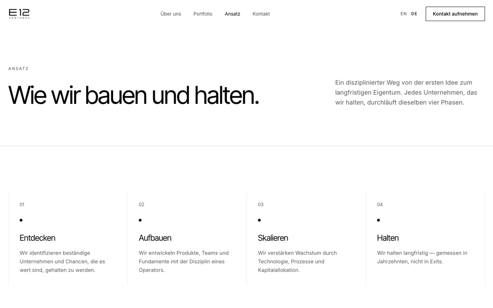 Ausschnitt der Website von E12 Ventures
