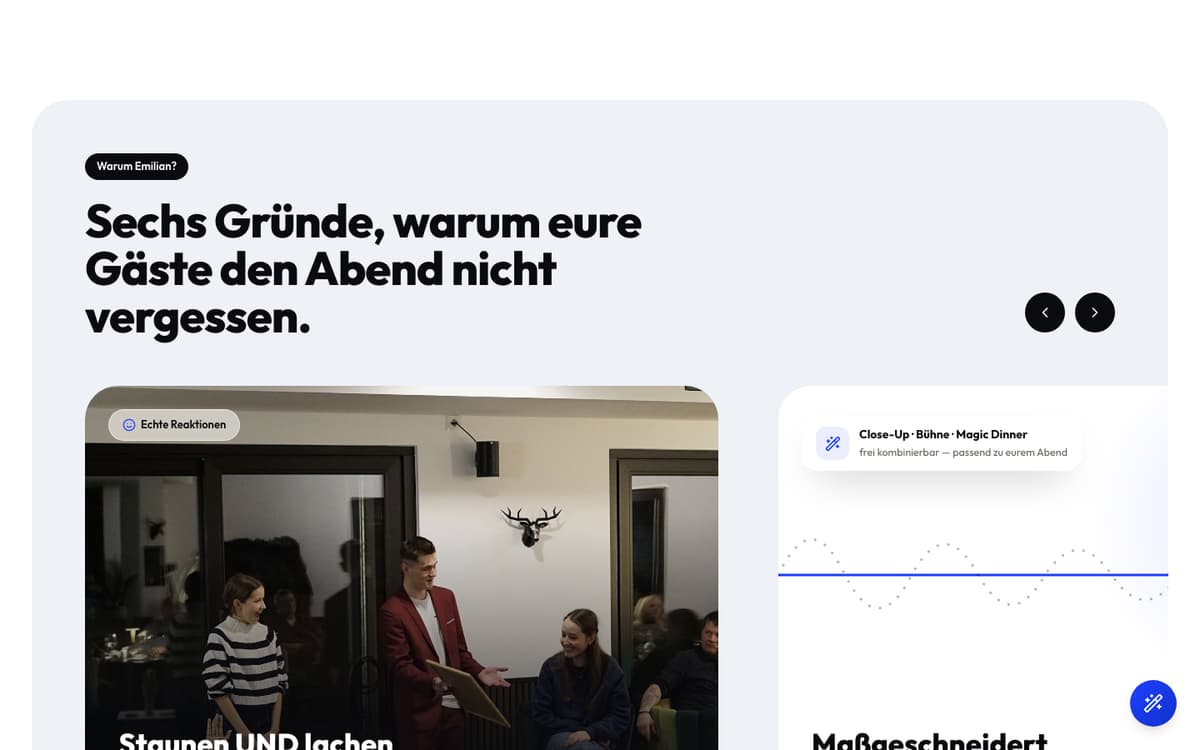Ausschnitt der Website von Magicel
