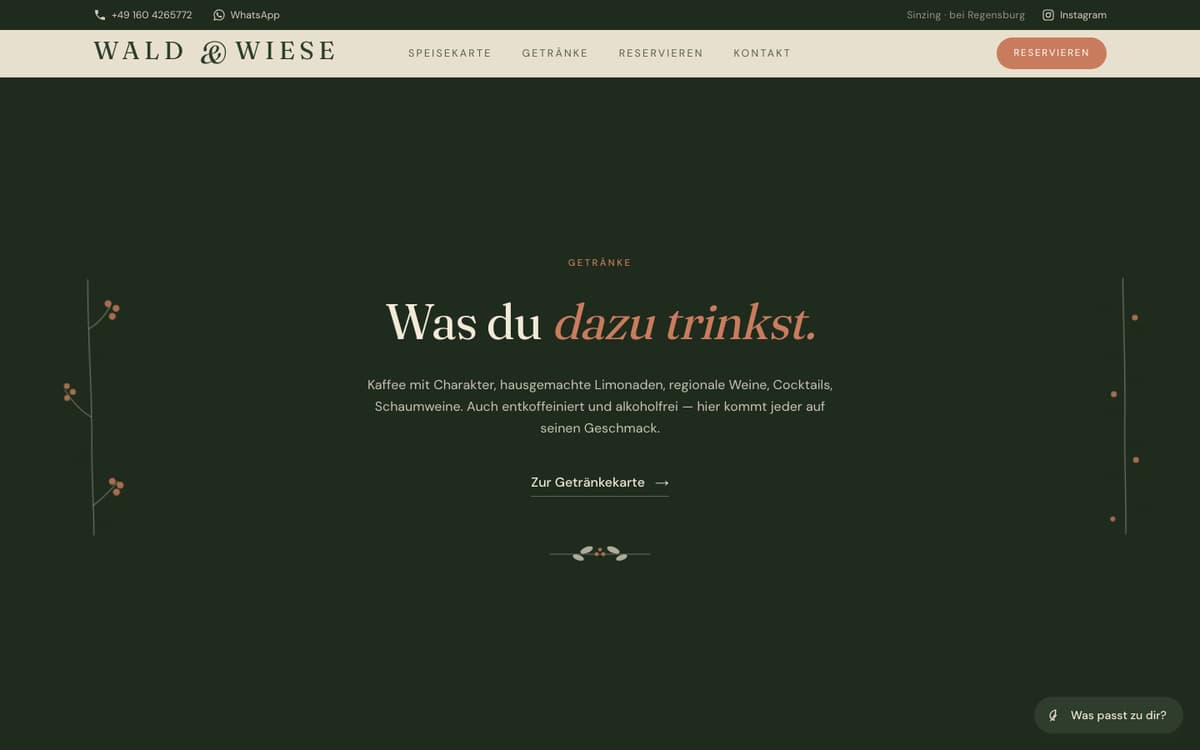 Ausschnitt der Website von Wald & Wiese
